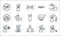 Symptoms virus line icons. linear set. quality vector line set such as cough, avoid crowds, sore throat, breath, sick, dont touch Royalty Free Stock Photo