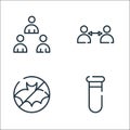 Symptoms virus line icons. linear set. quality vector line set such as flask, avoid, keep distance