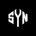 SYN letter logo design with polygon shape. SYN polygon and cube shape logo design. SYN hexagon vector logo template white and Royalty Free Stock Photo