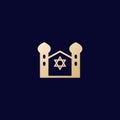 Synagogue, judaism building, vector icon