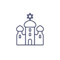 synagogue line icon, jewish house of worship