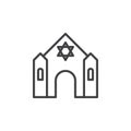 Synagogue line icon, outline vector sign, linear style pictogram isolated on white.