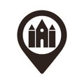 Synagogue map pin. Landmark location pin. GPS synagogue location symbol for apps and websites