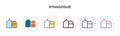 Synagogue vector icon in 6 different modern styles. Black, two colored synagogue icons designed in filled, outline, line and