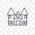 Synagogue vector icon isolated on transparent background, linear