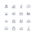 Synagogues line icons collection. Worship, Prayer, Torah, Community, Judaism, Tradition, Service vector and linear