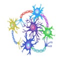 Synapses of neurons. Neural communications background. Synapse communication neuron. Vector illustration on isolated