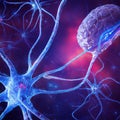 Synaptic transmission is the process by which one neuron communicates with another Royalty Free Stock Photo