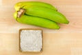 Synbiotic dried banana fruit powder made of organic whole Gros Michel banana, known as Big Mike Royalty Free Stock Photo