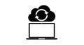 Sync cloud data laptop icon represents digital synchronization and information transfer between devices Royalty Free Stock Photo
