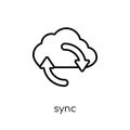 Sync icon. Trendy modern flat linear vector Sync icon on white b Royalty Free Stock Photo