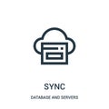 sync icon vector from database and servers collection. Thin line sync outline icon vector illustration Royalty Free Stock Photo