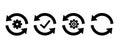 Sync process icon set. Sync processing icons. Circle arrow with gear wheel.