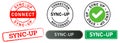Sync-up stamp colorful badge button label symbol mark connection online synchronization design set collection