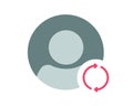 Sync user profile update icon vector, person account refresh connection status simple graphic illustration, member identity check Royalty Free Stock Photo