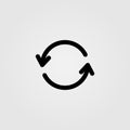 Sync vector icon. Refresh or update webpage, reload sign. Synchronization arrows vector illustration