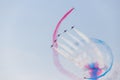 Synchro pair of the Red Arrows roll around Enid Royalty Free Stock Photo