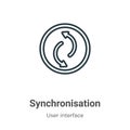 Synchronisation outline vector icon. Thin line black synchronisation icon, flat vector simple element illustration from editable