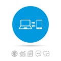 Synchronization icon. Notebook with smartphone. Royalty Free Stock Photo