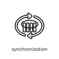 Synchronization icon. Trendy modern flat linear vector Synchronization icon on white background from thin line Business and Royalty Free Stock Photo