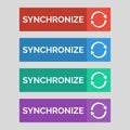 Synchronize flat buttons on grey background. Royalty Free Stock Photo