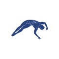 Synchronized Diving vector illustration design. Springboard Platform Diving Silhouette. Sport Athletes design template