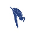 Synchronized Diving vector illustration design. Springboard Platform Diving Silhouette. Sport Athletes design template