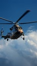 Synchronized flight two choppers command the vibrant blue airways Royalty Free Stock Photo