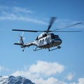 Synchronized flight two choppers command the vibrant blue airways Royalty Free Stock Photo