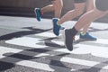 Synchronized legs of marathon runners Royalty Free Stock Photo