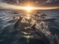 Synchronized Swim: Playful Dolphins in the Open Ocean