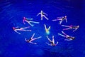 Synchronized swimmers performance Royalty Free Stock Photo