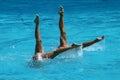 Synchronized swimming duet during competition