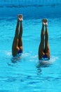 Synchronized swimming duet during competition