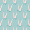 Synchronized swimming performance seamless vector pattern.