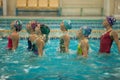 Synchronized swimming presentation, breathe deeply Royalty Free Stock Photo