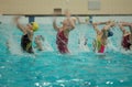 Synchronized swimming presentation Royalty Free Stock Photo