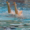 Synchronized swimming team practice detail