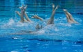 Mallorca local Synchronized swimming team practice detail