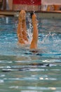 Synchronized swimming team practice detail