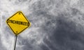 Synchronized Swimming - yellow sign with cloudy background Royalty Free Stock Photo