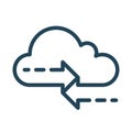 Syncing data on the cloud service. Cloud Computing Icon.