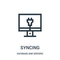 syncing icon vector from database and servers collection. Thin line syncing outline icon vector illustration Royalty Free Stock Photo