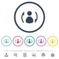 Syncronize contacts flat color icons in round outlines