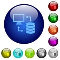 Syncronize data with database color glass buttons Royalty Free Stock Photo