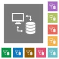 Syncronize data with database square flat icons Royalty Free Stock Photo
