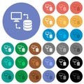 Syncronize data with database round flat multi colored icons Royalty Free Stock Photo