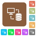 Syncronize data with database rounded square flat icons Royalty Free Stock Photo