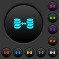 Syncronize databases dark push buttons with color icons