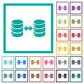 Syncronize databases flat color icons with quadrant frames